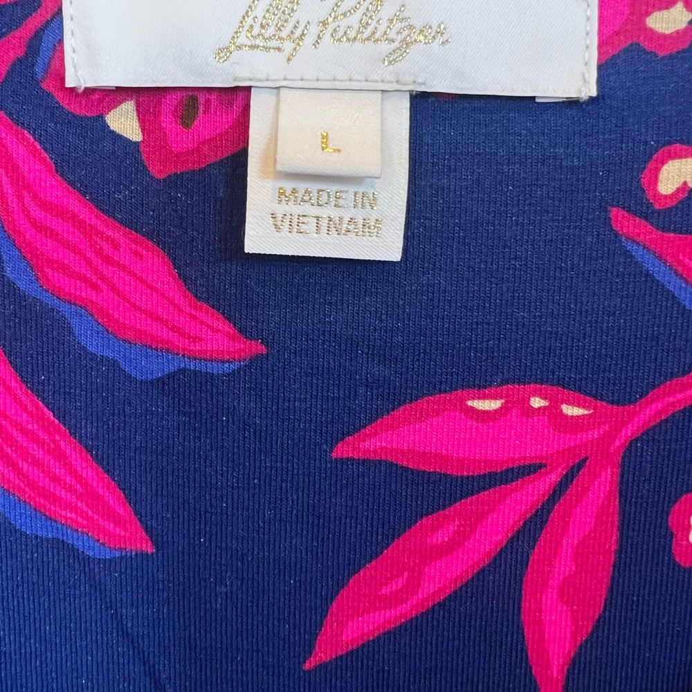 Lilly Pulitzer Pink Floral on Blue Dress - Picture 3 of 4